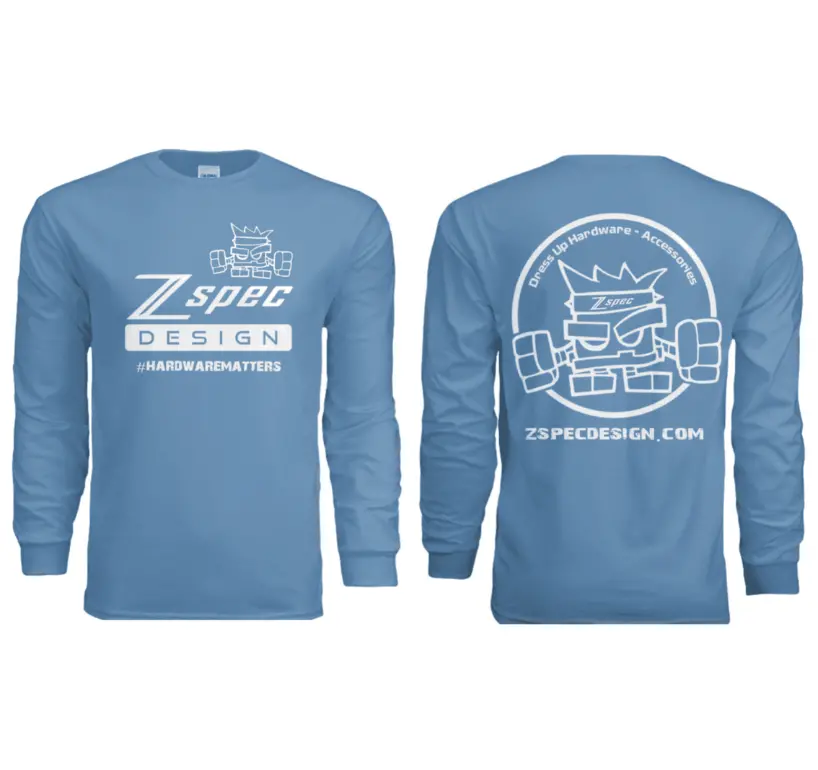 Zspec Long-Sleeve Cotton T-Shirt, Light Blue 1