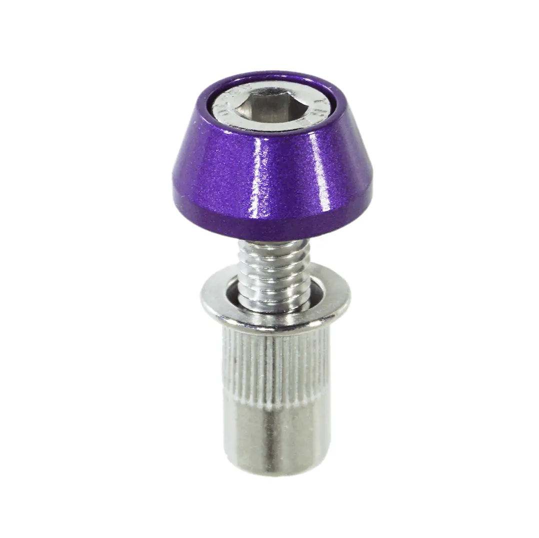 Zspec Body Kit Fastener, Billet-Angled Finish Washer & Stainless M6x20mm Bolt, W/ Rivet Nut, Per Each 1