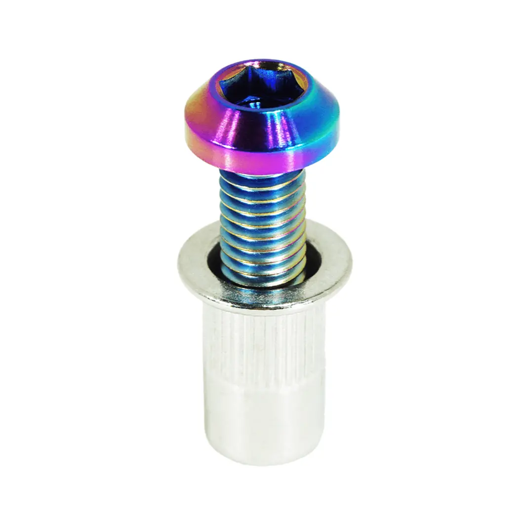 Zspec Body Kit Fastener, Titanium Angled-Head Style M6x20mm W/ Rivet Nut, Per Each 1
