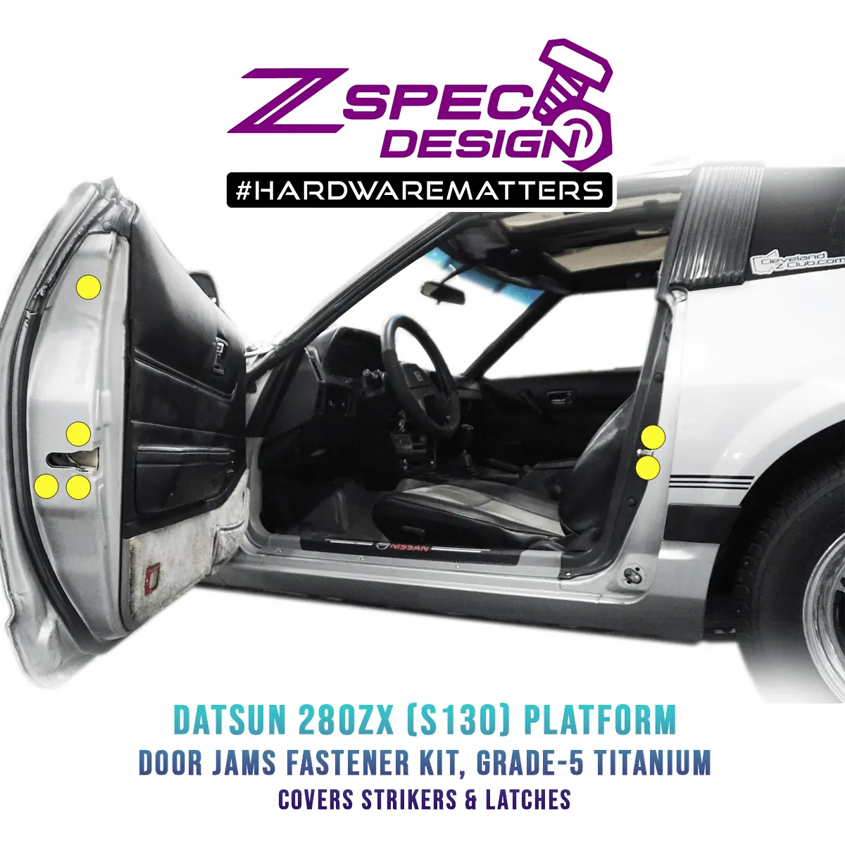Zspec Dress Up Bolts® Fastener Kit, Door Jams Area For Datsun 280Zx S130, Titanium 1