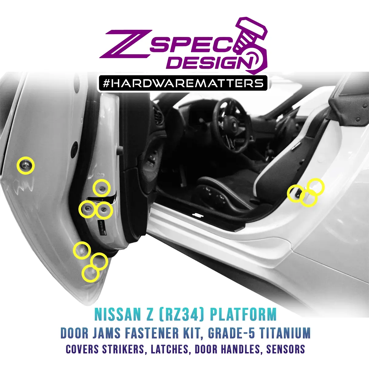 Zspec Dress Up Bolts® Fastener Kit, Door Jams Area For 2023+ Nissan Z Rz34, Titanium 1