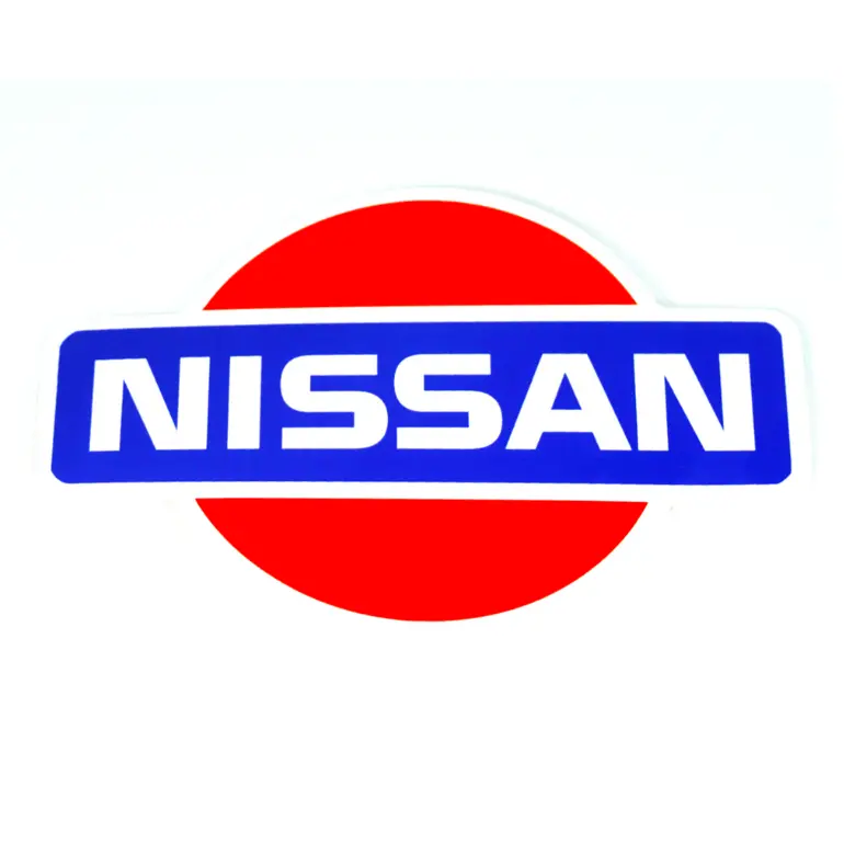 White Vinyl Nissan-Style Sticker Decal, 4" X 2.8" 1