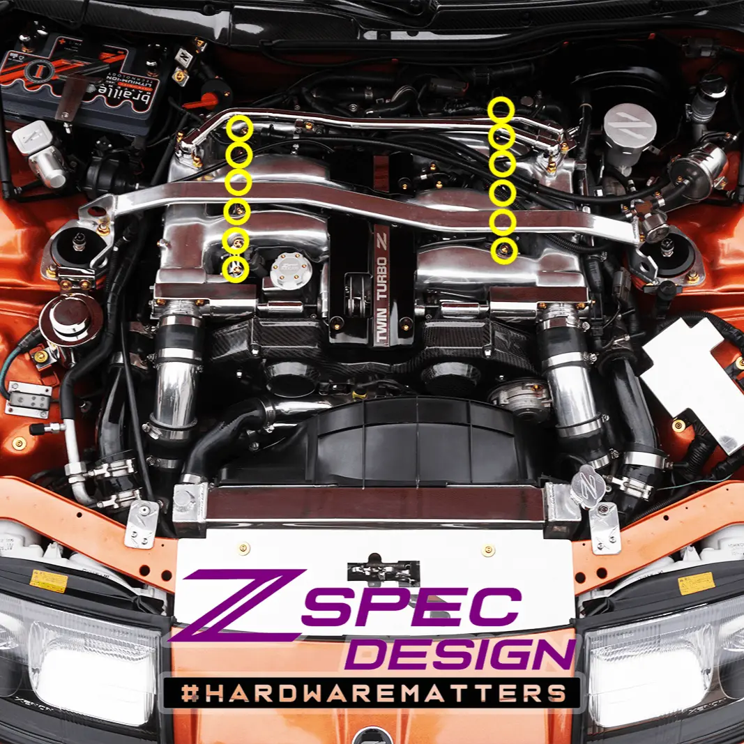 Zspec Coil Brackets Dress Up Bolts® Fastener Kit For 300Zx Z32, Titanium 3