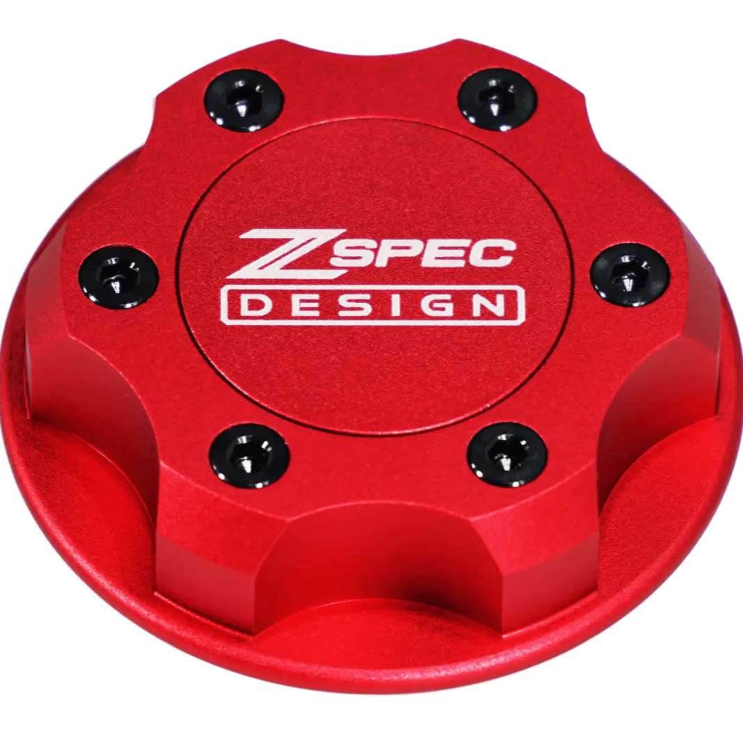 Zspec Billet Oil Filler Cap For Nissan/Infiniti/Datsun, Red Cap W/ Titanium Accents 3
