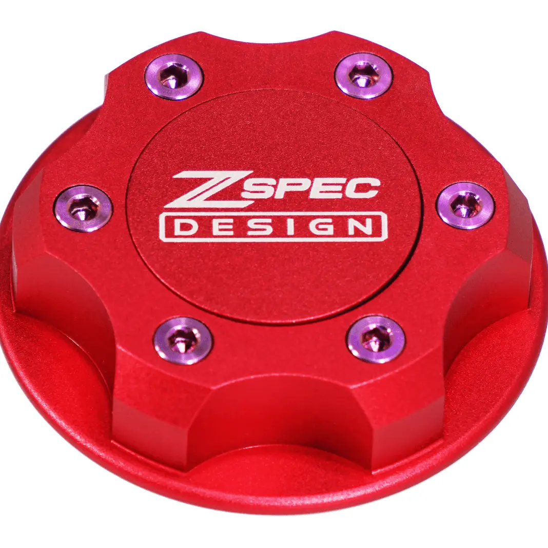 Zspec Billet Oil Filler Cap For Nissan/Infiniti/Datsun, Red Cap W/ Titanium Accents 6