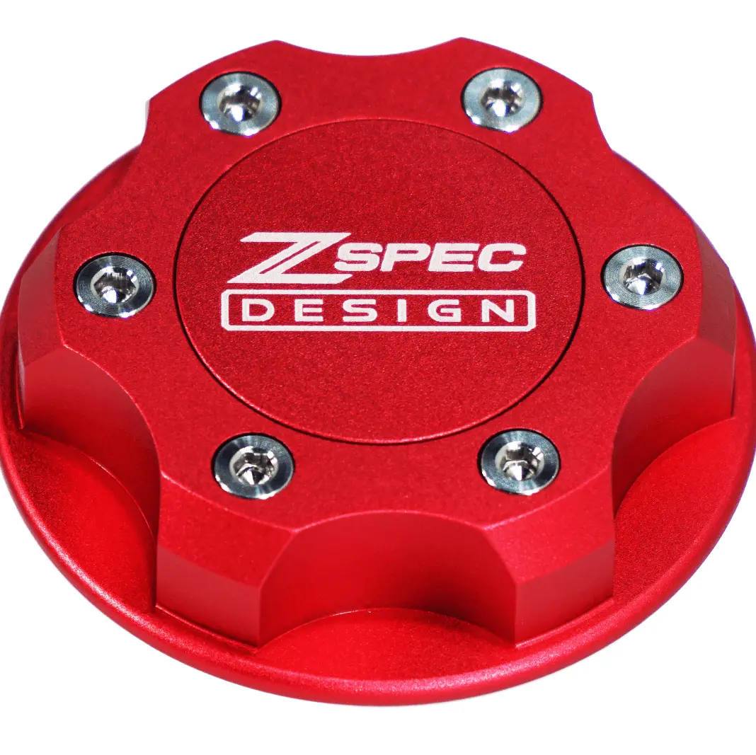 Zspec Billet Oil Filler Cap For Nissan/Infiniti/Datsun, Red Cap W/ Titanium Accents 4