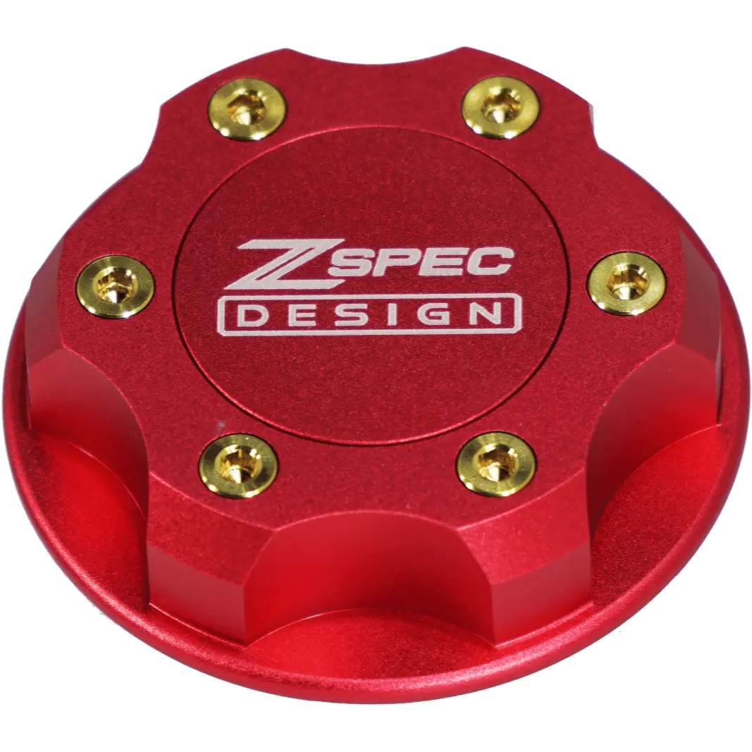 Zspec Billet Oil Filler Cap For Nissan/Infiniti/Datsun, Red Cap W/ Titanium Accents 5