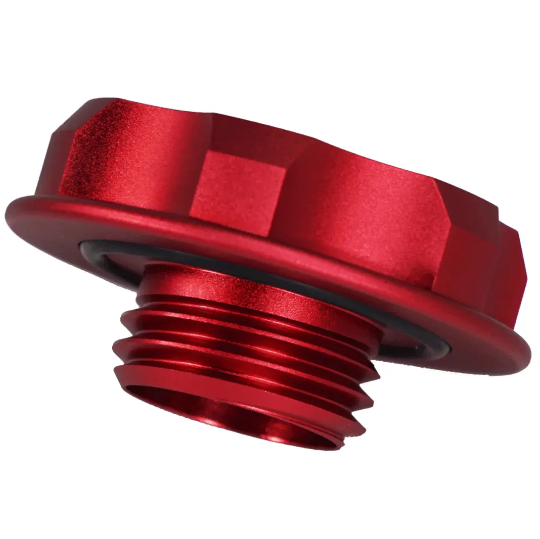 Zspec Billet Oil Filler Cap For Nissan/Infiniti/Datsun, Red Cap W/ Titanium Accents 6