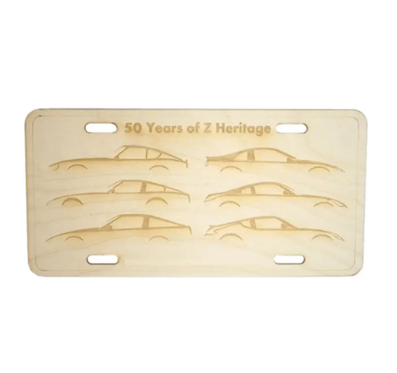 Zspec Nissan "Z-Car Silhouettes" License Plate, Birch, Ornamental 1