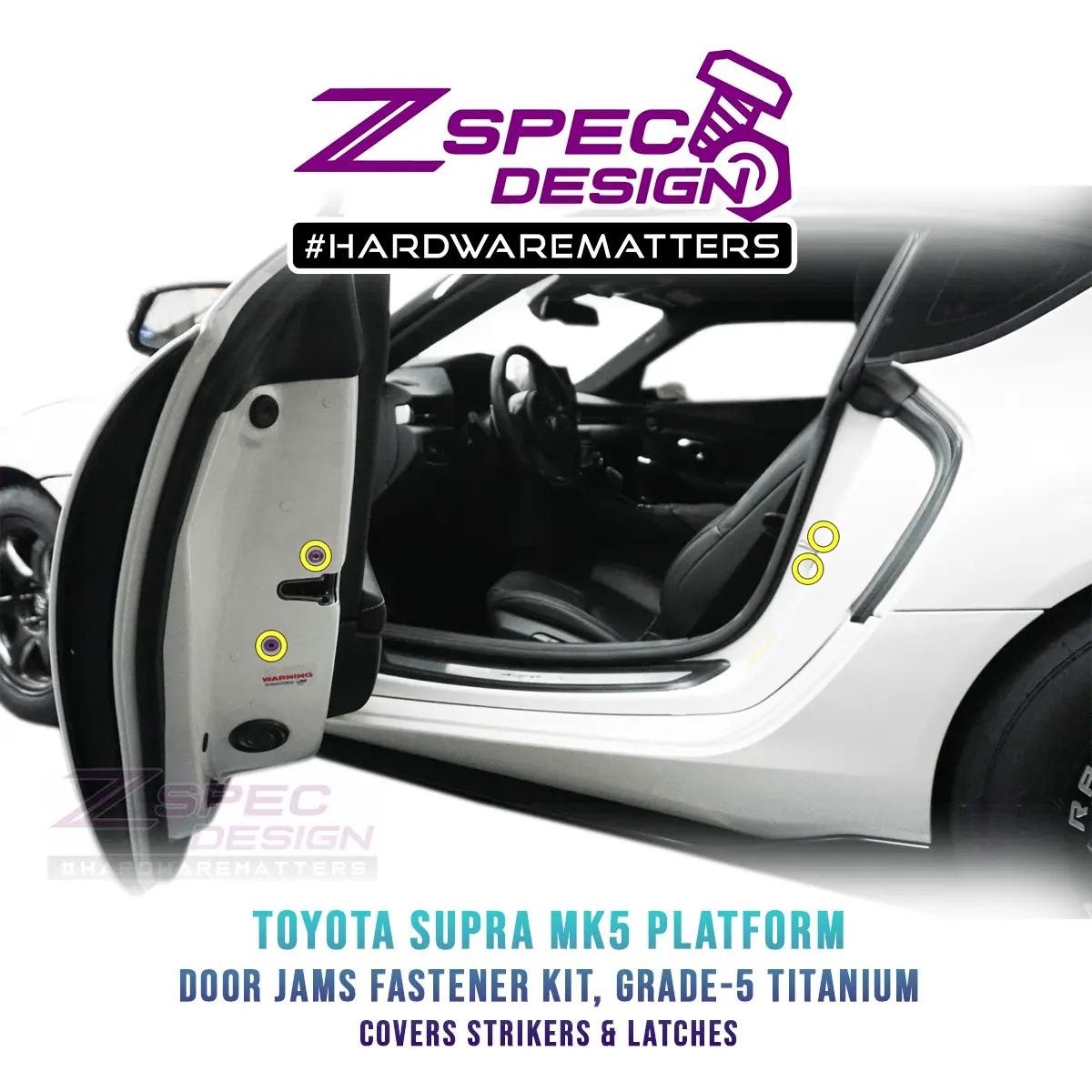 Zspec Dress Up Bolts® Fastener Kit, Door Jams Area For Toyota Supra Mk5, Titanium 1