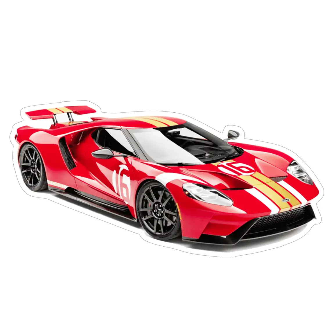 Ford Gt Super-Car Quarter-View Vinyl Decal / Sticker, Red 1