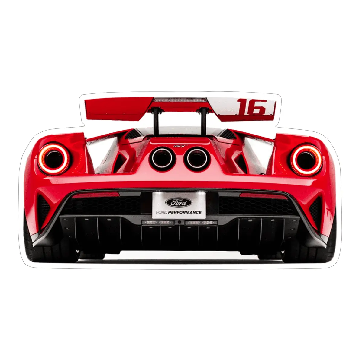 Ford Gt Super-Car Rear-View Vinyl Decal / Sticker, Red 1