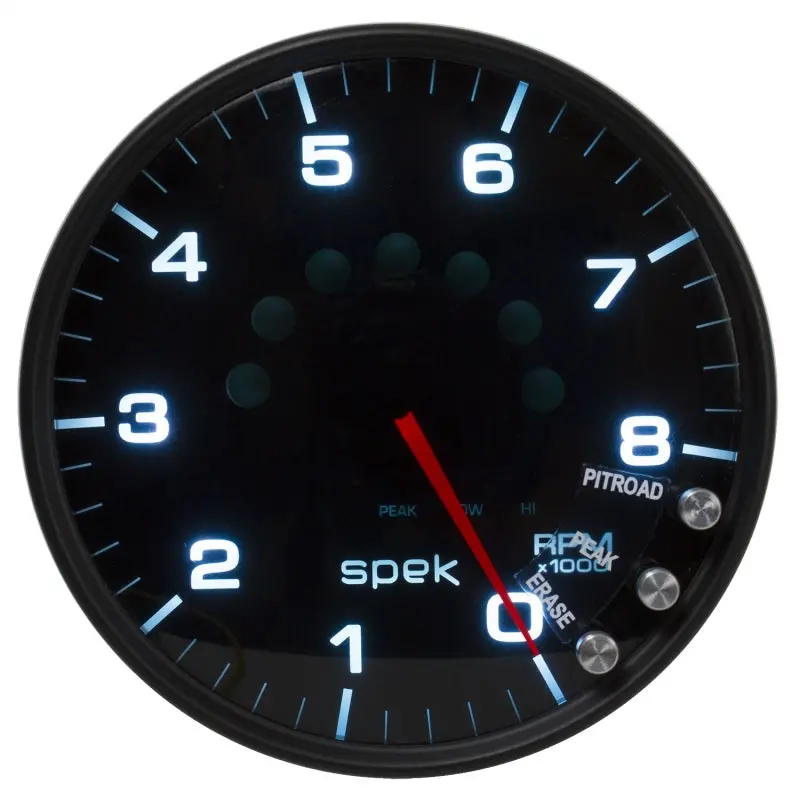 Autometer Spek-Pro Gauge Tachometer 5In 8K Rpm W/Shift Light & Peak Mem Black/Smoke/Black 1