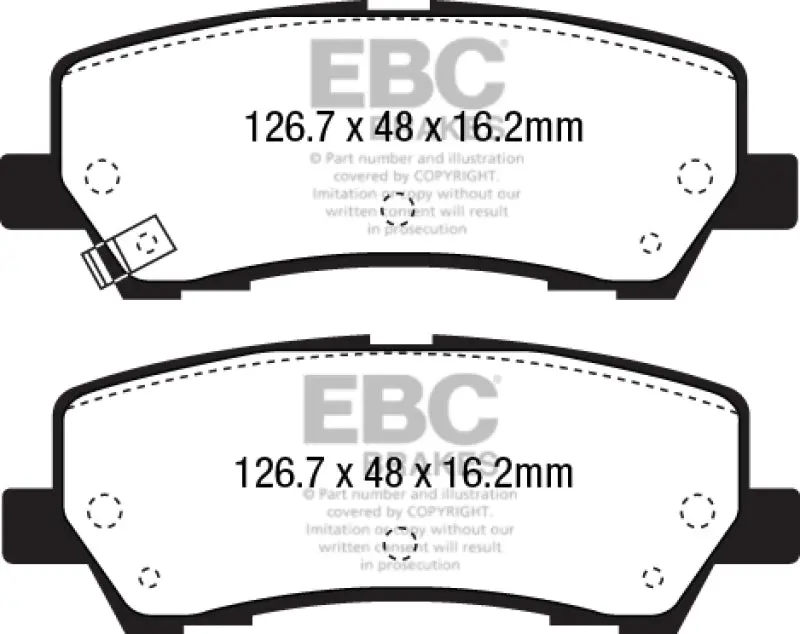 Ebc Redstuff Rear Brake Pads For 2015+ Ford Mustang 2.3L Turbo With Performance Package 1
