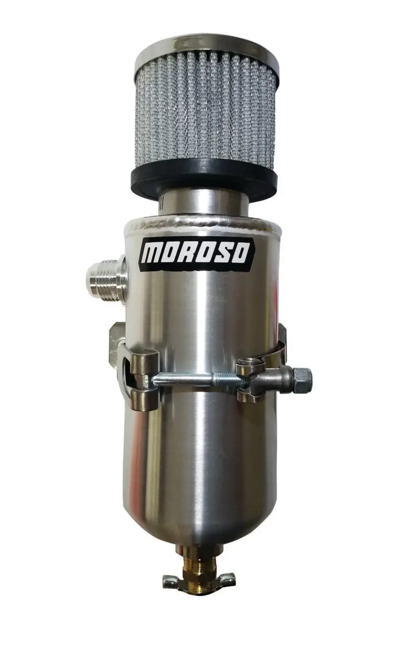 Moroso Aluminum Breather Tank / Catch Can With -10 An Male Inlet Fitting 1
