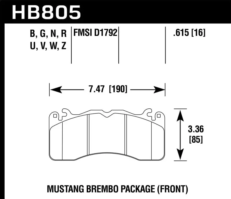 Hawk Ceramic Front Brake Pads For 2015–2017 Ford Mustang With Brembo Package 1
