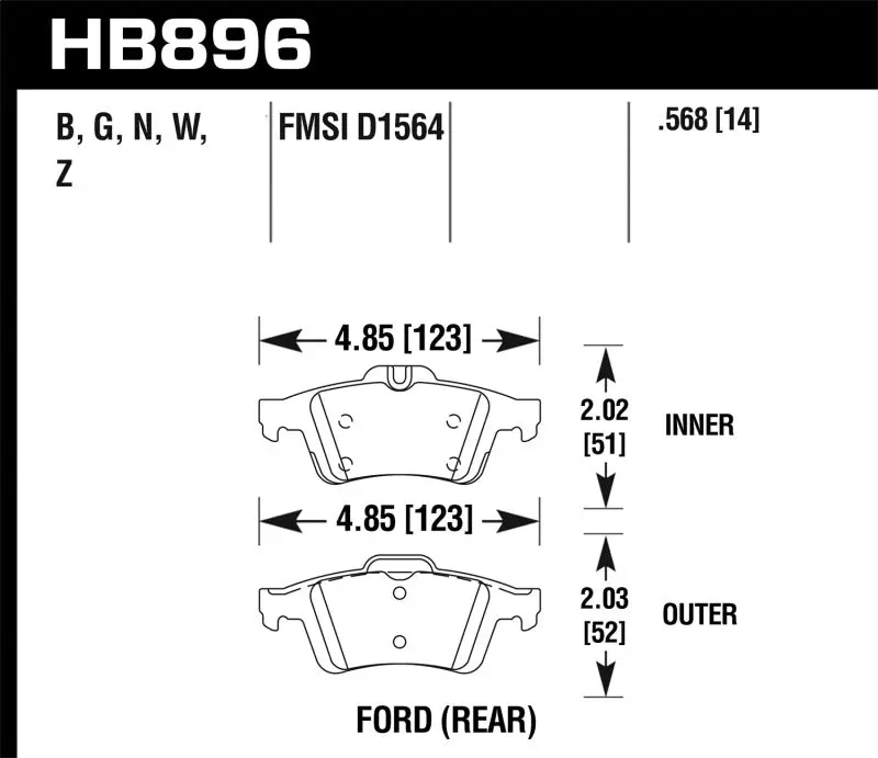 Hawk Performance Rear Brake Pads For 2016–2018 Ford Focus Rs (Pc Compound) 1