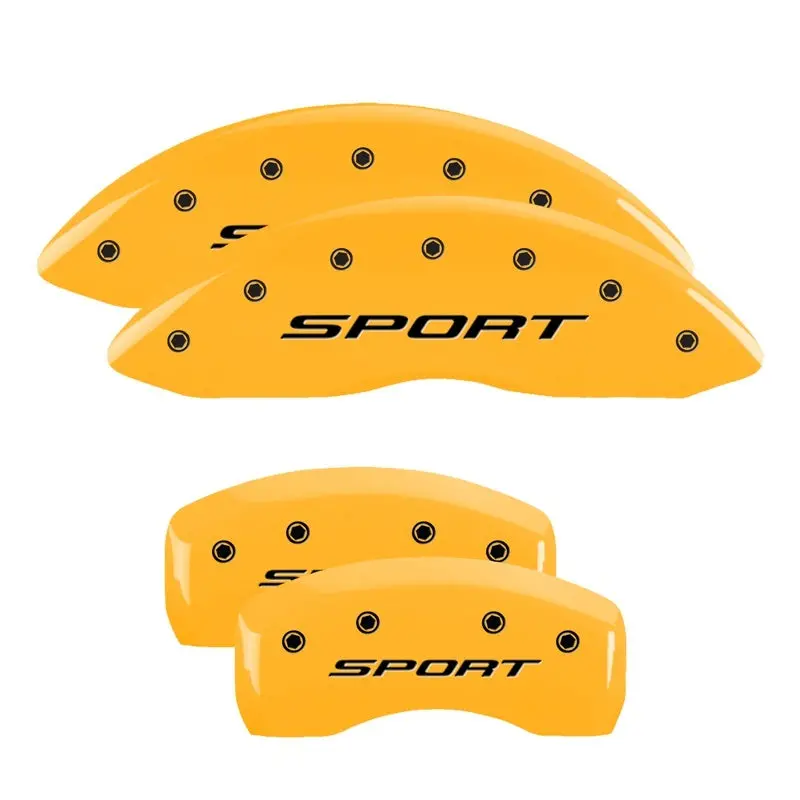 Mgp Engraved 4-Piston Caliper Covers For 2015–2017 Ford Fusion – Yellow Accent On Black Charcoal Finish 1