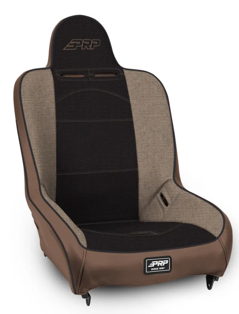 Prp Premier High-Back Racing Seat With Dual Neck Slots – Tan & Black Upholstery 1