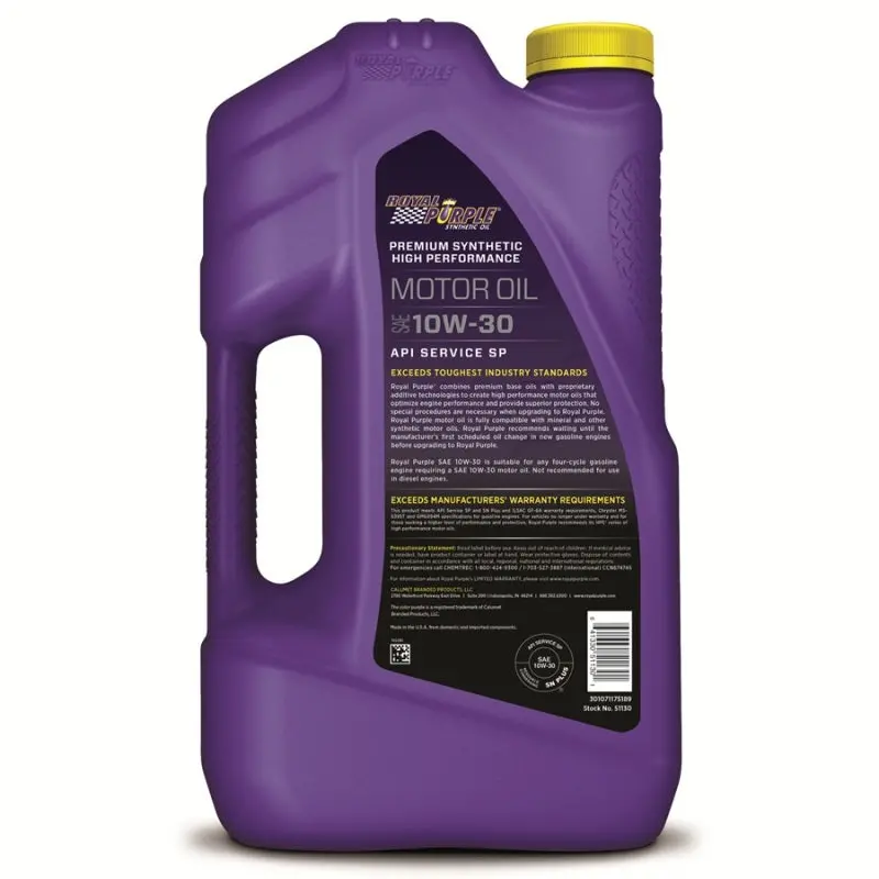 Royal Purple Premium Synthetic High Performance Multi-Grade 10W-30 Motor Oil - 5 Quart 1
