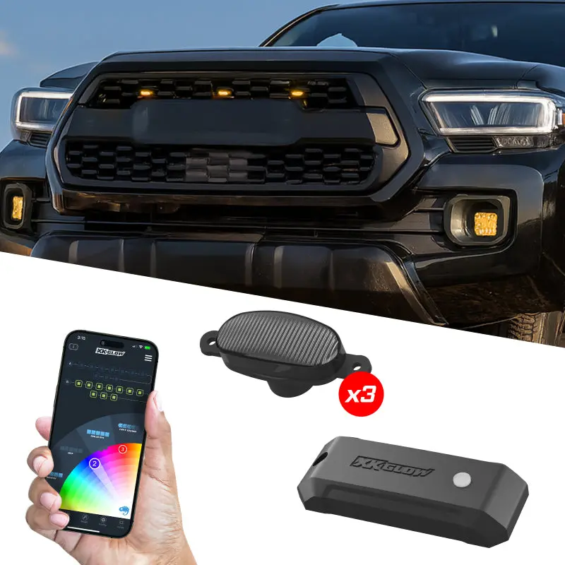 Xk Glow Xkmax Pre-Runner Style Rgbw Led Grill Pods - 3Pc 1