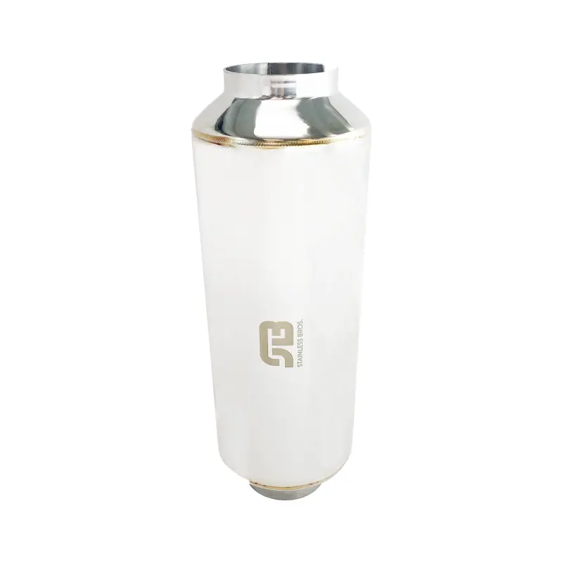 Stainless Bros Lightweight Race Muffler — 17-Inch Overall, 4-Inch Diameter, Polished Ss304 Finish 1