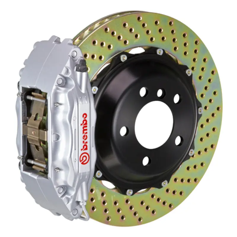 Brembo 89-93 348/94-99 F355 Front Gt Bbk 4 Piston Cast 2Pc 332X32 2Pc Rotor Drilled-Silver 1