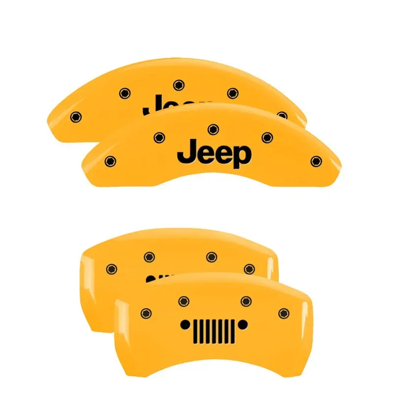 Mgp Engraved 4-Piston Caliper Covers – Front & Rear Jeep Logo, Yellow Finish With Black Contrast 2